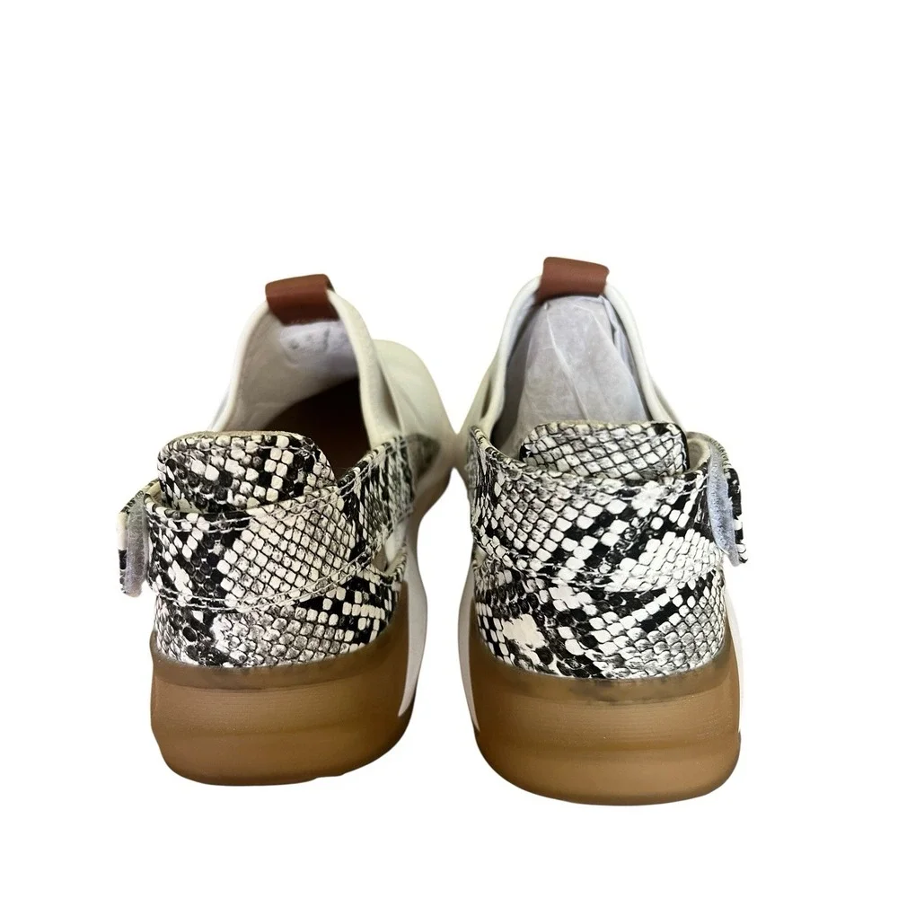 Dr. Scholl's Womens Hyped Up White White & Black‎ Snake Sneakers Slip On Size 9M